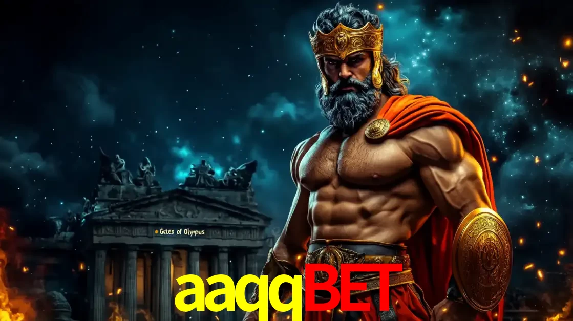 O poderoso Zeus do jogo de slot Gates of Olympus em frente ao seu templo, pronto para lançar multiplicadores divinos e prêmios épicos no cassino online aaqqbet.